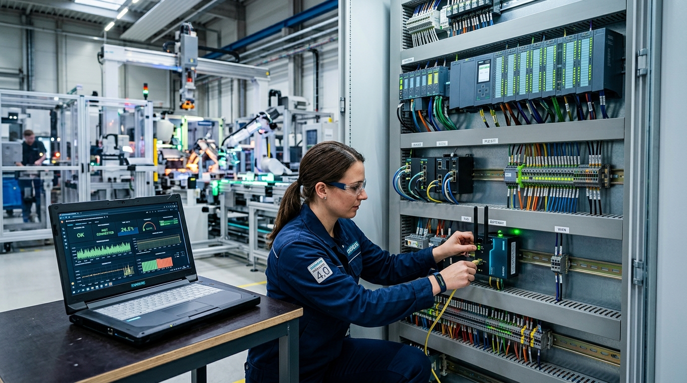 Siemens PLC panosu ve endüstriyel IoT telemetri veri toplama cihazı