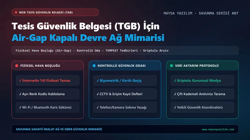MSB Tesis Güvenlik Belgesi TGB uyumlu Air-Gap kapalı devre ağ ve kontrollü oda mimarisi — Maysa Yazılım