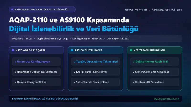 NATO AQAP-2110 ve AS9100 kalite standartlarında dijital izlenebilirlik ve veri bütünlüğü mimarisi — Maysa Yazılım