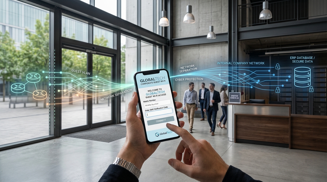 SMS onaylı, manuel kullanıcı tanımlı ve otel entegrasyonlu izole VLAN misafir hotspot Wi-Fi karşılama ekranı